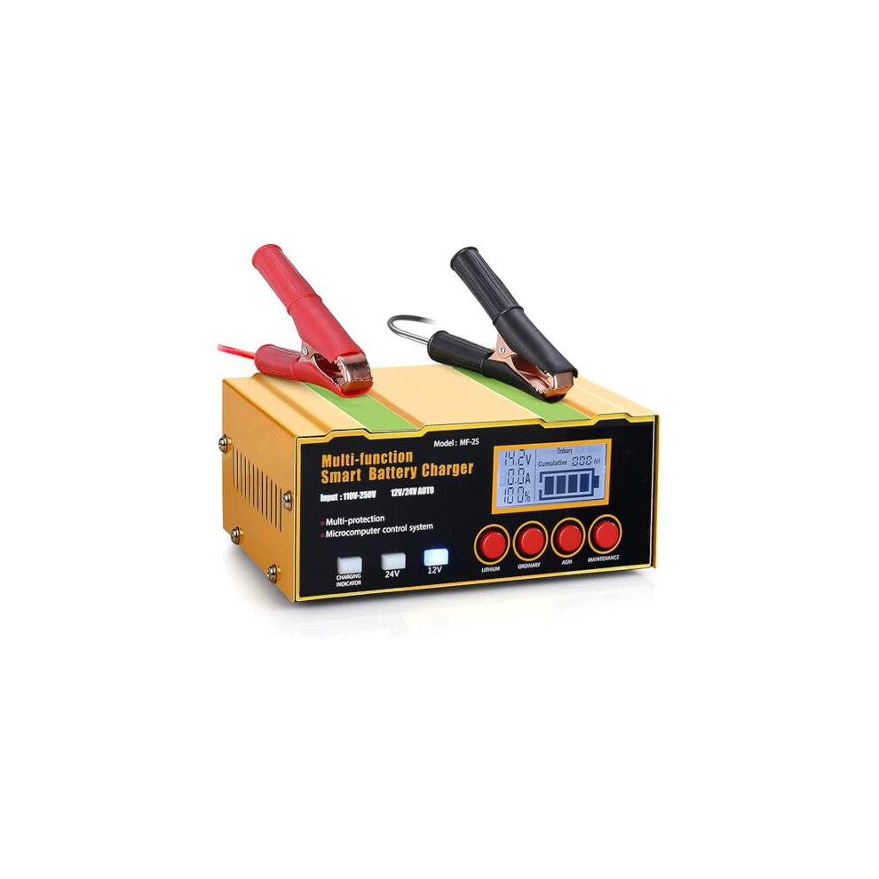 Dsgkuu 12Amp Car Battery Charger, Lifepo4 Battery Charger Maintainer Lithium Trickle Charger With Lcd Screen, Pulse Repair Suitable For Lead-Acid(Agm 794497937740