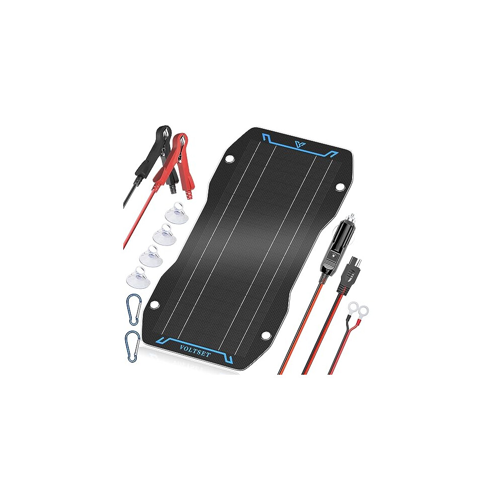 Voltset 10W Solar Panel Car Battery Charger, 12V Etfe Portable Waterproof Solar Power Trickle Battery Charger & Maintainer For Car, Boat, Rv, And Mot 5907710761441