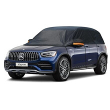 Kayme Half Car Cover Waterproof, Car Top Cover Anti UV Windproof, Side/Rear Window Frost Protection Water Resistant Cover, Car Windscreen Covers Univ
