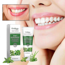 All-One Toothpaste, 5 in 1 Peppermint Herbal Toothpaste, 5-in-1 Herbal Toothpaste Peppermint 70% Organic Ingredients, Fluoride-Free, Helps Freshen Bre