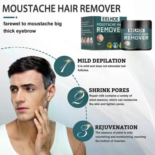 Men Permanent Hair Beard Removal Depilatory Paste Face Moustache 50g 2