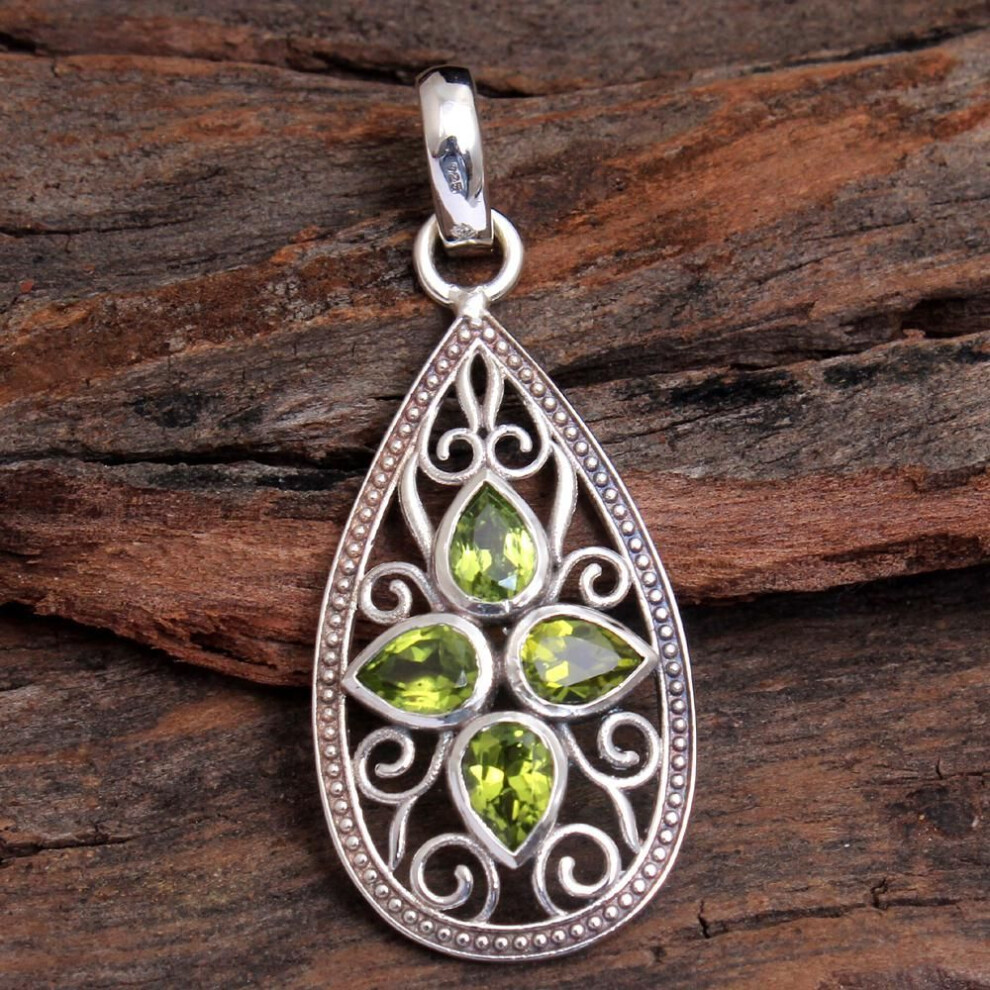 (green) Crystal Healing Pendant, Sliver Pendant, Handmade Jewelry, Filigree Pendant, Gemstone Jewelry, Amethyst Garnet Citrine Topaz Peridot Pendant