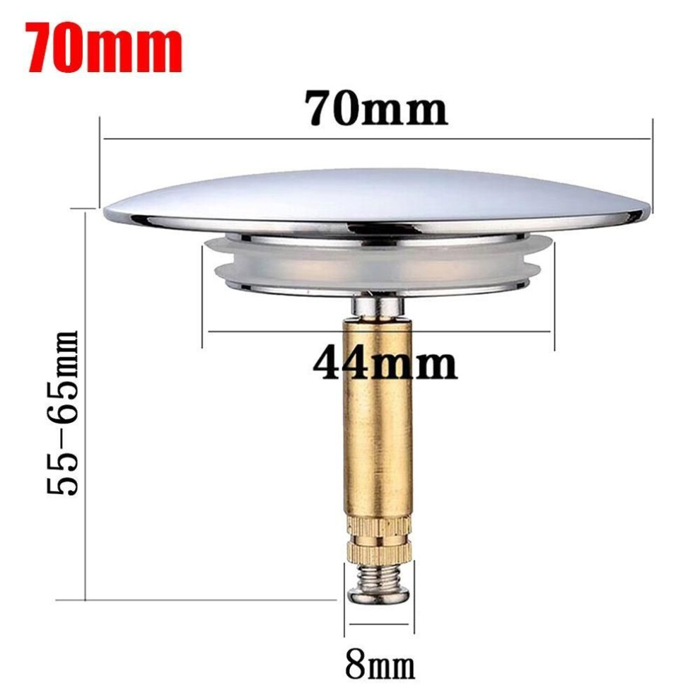 1pcs Durable Pop Up Waste Stopper Bathtub Plug Brass Only Flat Seal Bath Stopper 70mm Adjustable Bathroom Tub Drain Filter