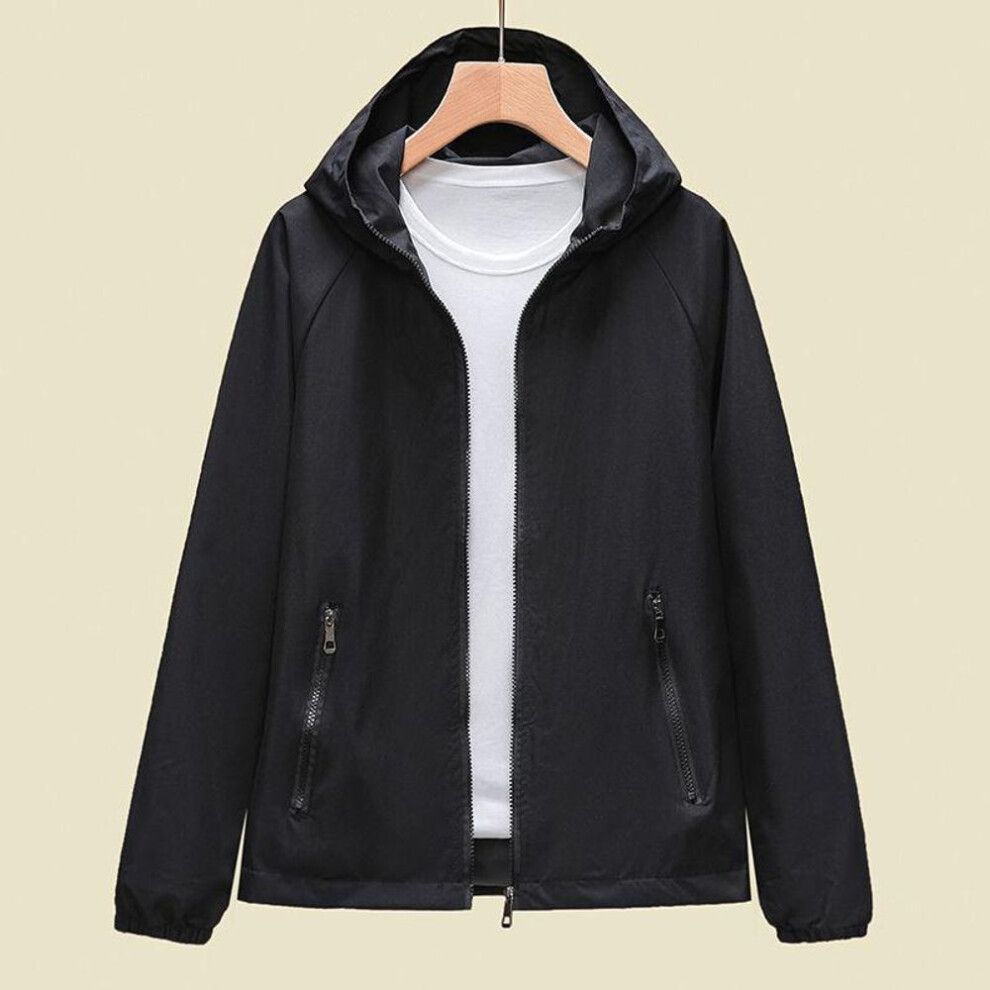 (black, XL) Women's Hooded Jacket Sunscreens Coat Joker Ladies Outwear Fashion Waterproof Sun