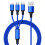 (blue) Fast Usb Charging Cable For Samsung Universal 3 In 1 Multi Function Cell Phone Cord Charger Cable Type C 1