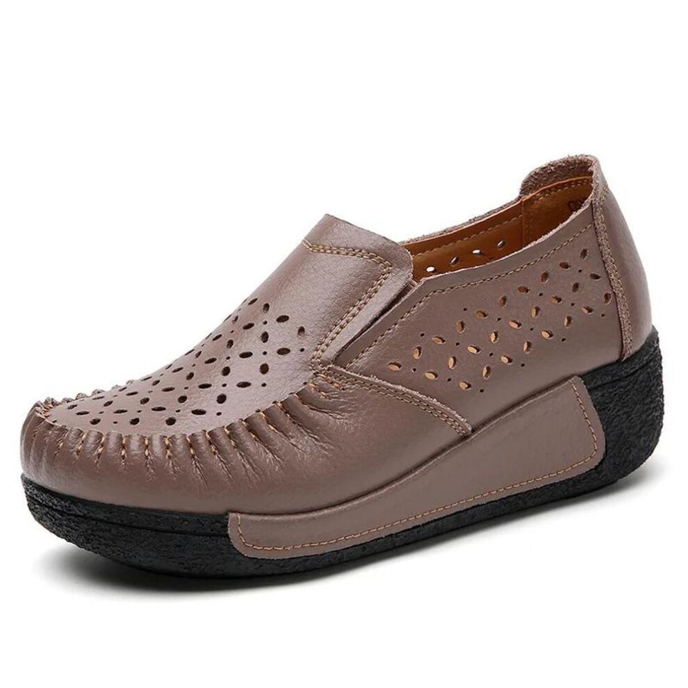 (coffee, 36) 2025 Fashion Spring Autumn Women Flats Platform Loafers Ladies Genuine Leather Comfort Wedge Moccasins