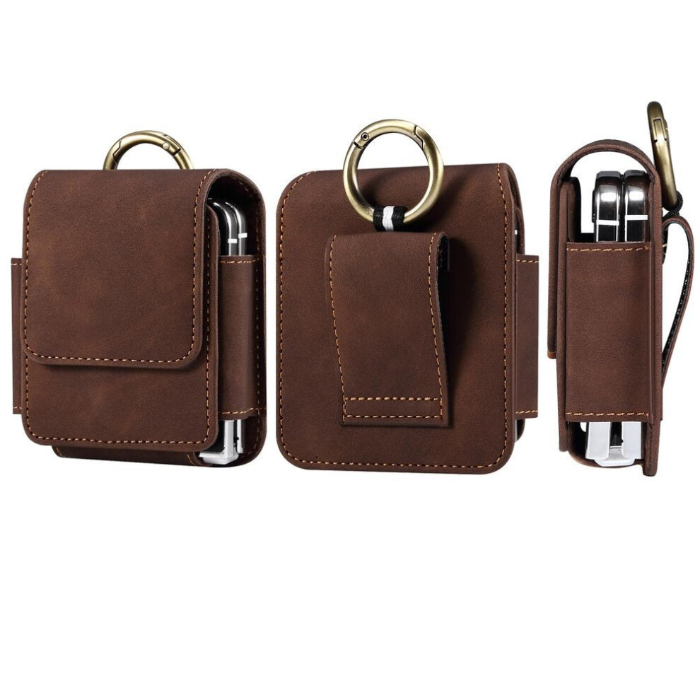 (coffee, Motorola Razr 2022) Leather Magnetic Belt Clip Phone Case Men Waist Bag For Samsung Z Flip6 Flip5 Moto Razr Oppo Vivo Tecno Honor Galaxy Flip 6 5 4 3 Holster Pouch Cover