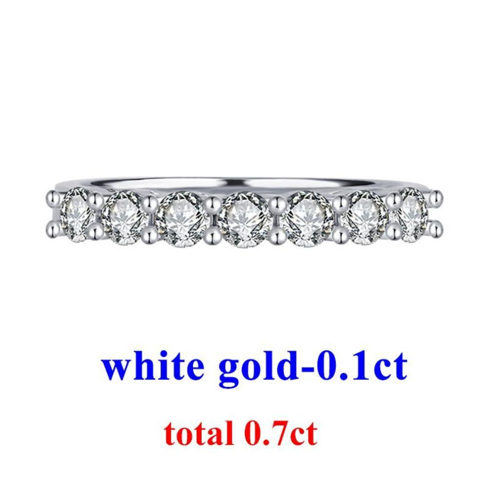 (white, us 7) 0.7ct Full Moissanite Diamond D Color Women's  Ring S925 Sterling Sliver 18k White Gold Rings Fine Jewelry For Women