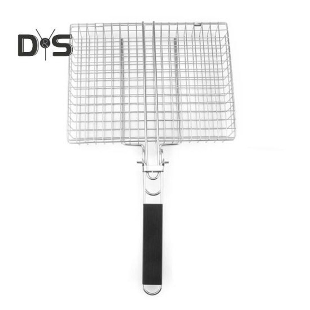 Fish Vegetable Grill Basket Stainless Steel Bbq Grilling Basket Portable Folding Barbecue Camping Grilling Rack For Fish Vegetables Shrimp