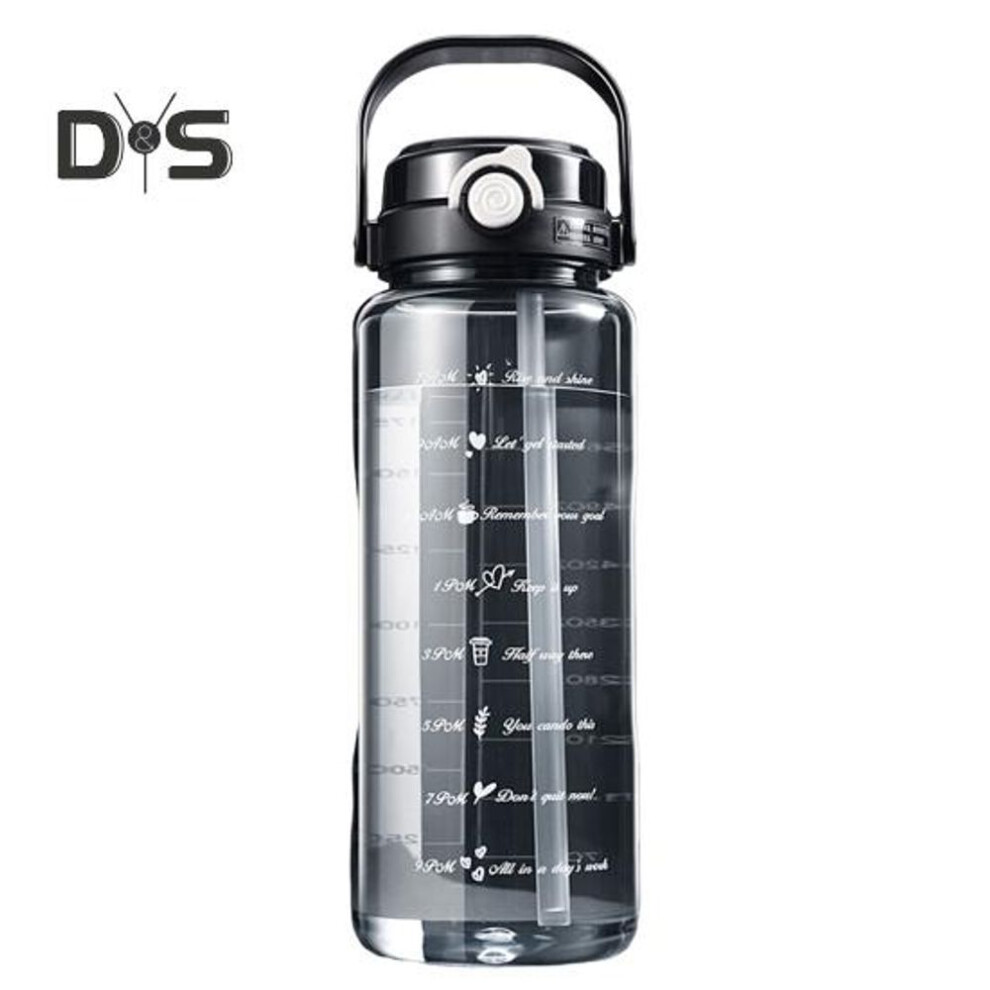 (black, 2000ml) Sports Water Bottle With Lid Leak-proof Wide Mouth Bpa-free Water Cup 1.5l/2l Large Capacity Reusable Drinking Cup For Gym Travel Home School