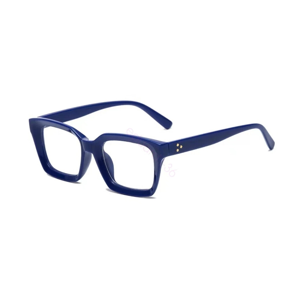 (Blue, +300) Oversized Square Reading Glasses Large Frame High-definition