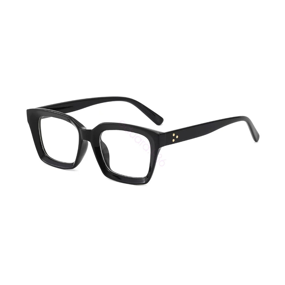 (Black, +300) Oversized Square Reading Glasses Large Frame High-definition