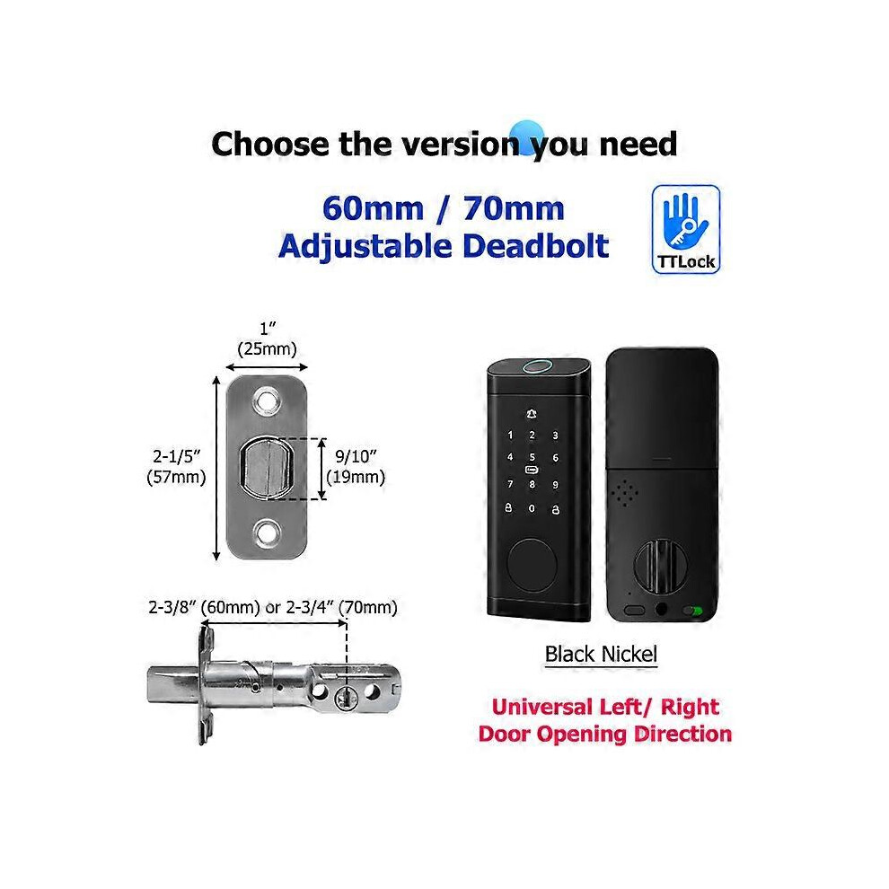 (D1 Tts And Gateway, One Size) Smart Deadbolt Locks For Smart Home Alexa Wifi Ttlock App Biometric Fingerprint Keyless Entry Keypad Door Lock With Gat 4909775819625