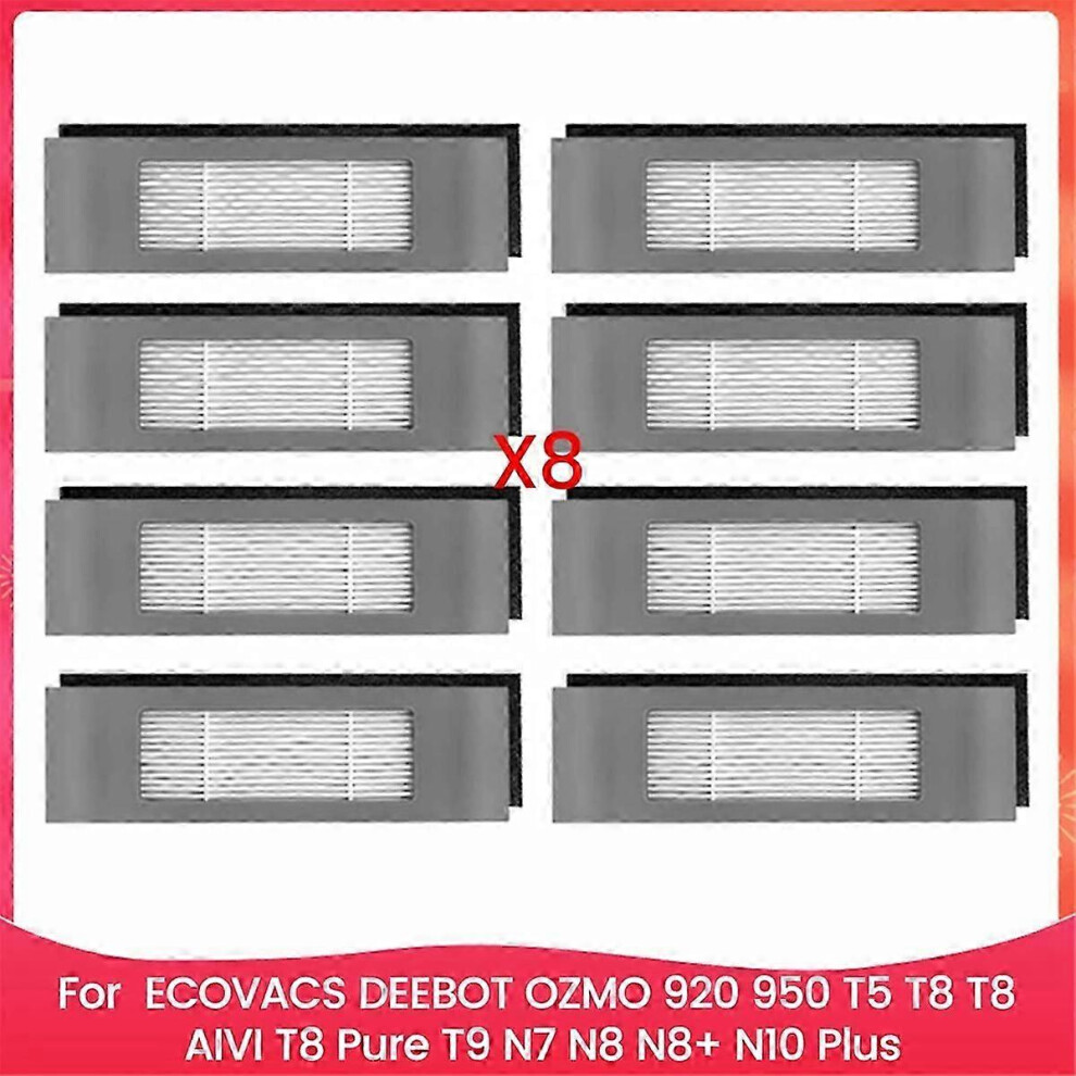 Kikidex (As Show, One Size) 8Pcs Hepa Filter Compatible With Ecovacs Deebot Ozmo 920, 950,T5 Vacuum Cleaners