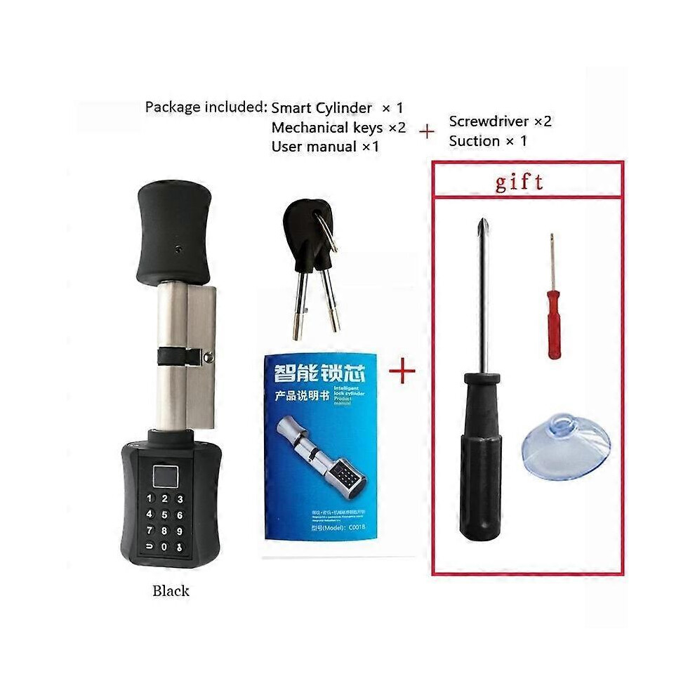 (70Mm Silver, One Size) For Home/Apartme App Fingerprint Bluetooth Cylinder Lock Biometric Electronic Smart Door Lock Digital Keypad Code Keyless Lock 4909775807424