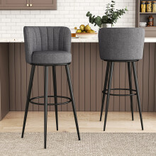 2 Pcs Premium Linen Upholstered Bar Stools