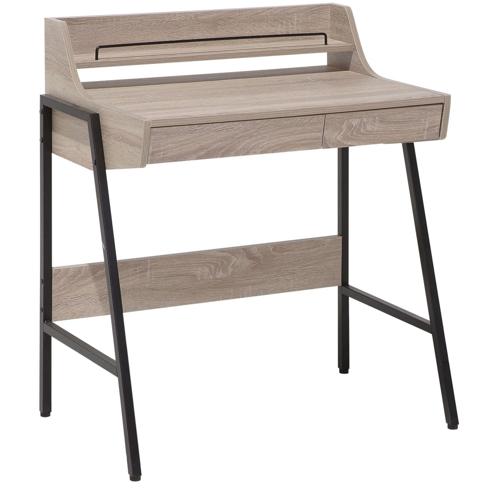 Home Office Desk BROXTON Light Brown 77 cm 46 cm with Storage