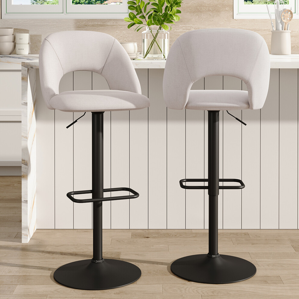 2 Set Linen Counter Swivel Height Breakfast Bar Stools