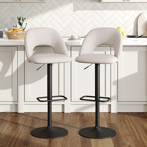 Living And Home 2 Set Linen Counter Swivel Height Breakfast Bar Stools 1