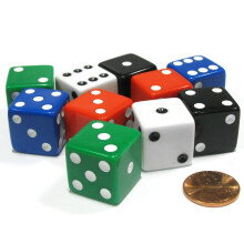 Koplow Games Set med 10 stora sexsidiga fyrkantiga ogenomskinliga 19 mm D6 trningar - 2 st med 5 olika frger