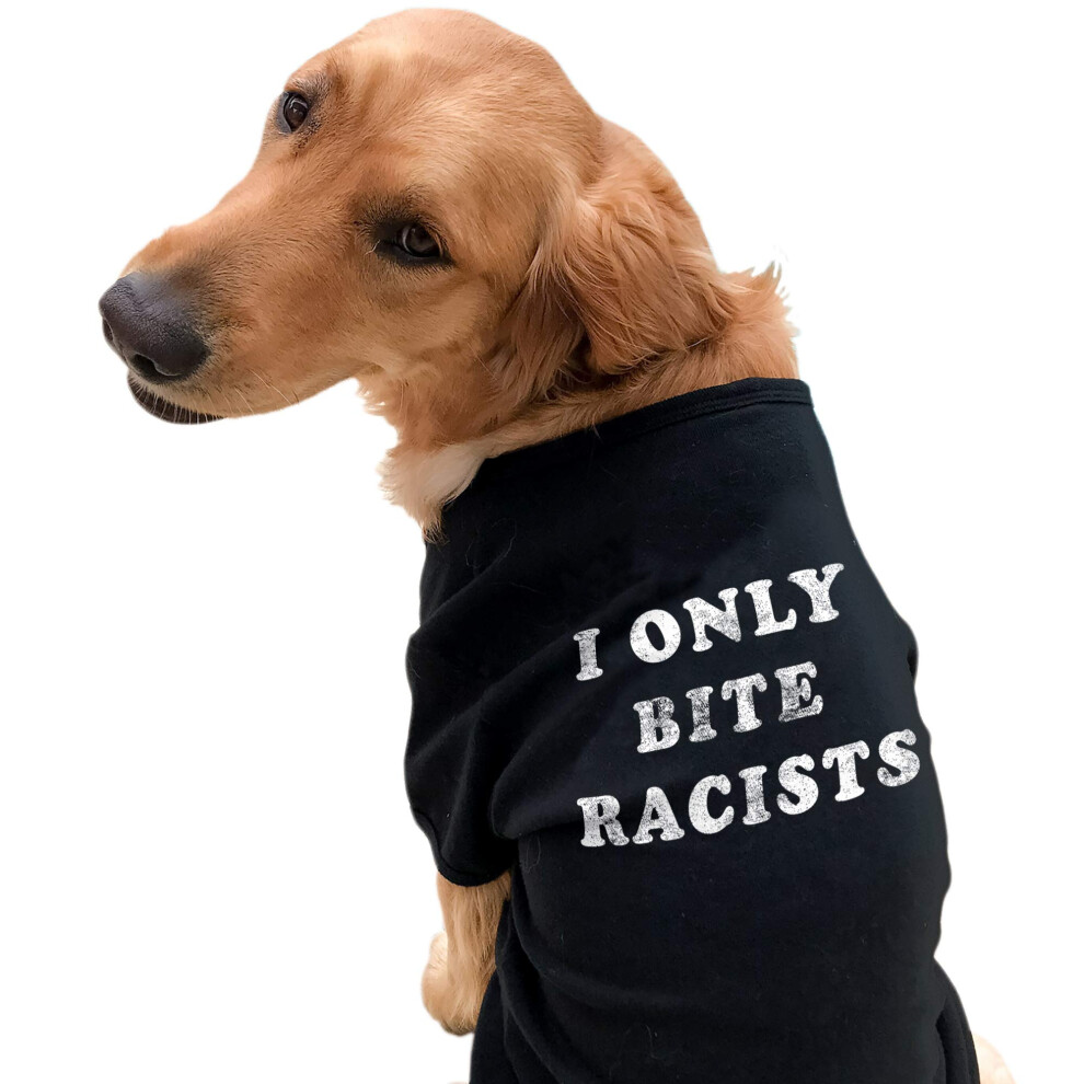 Lustiges Rassistisches Hundeshirt - I Only Bite Racists Graphic Tee - Weiche Baumwollkleidung F R Kleine Bis Extra Gro E Hunde - Politische Haust-image