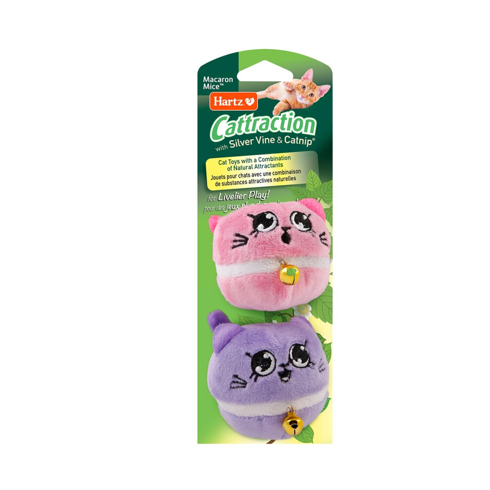 Cattraction with Silver Vine & Catnip Macaron Mice - 2 Pack All Breed Sizes