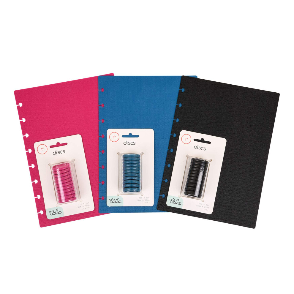 Talia Discbound Notbook - Cover and Disc Set (Set 3 (3pk)  Midsize Set) - Black  Blue  90's Pink-image-OPC-PHFJHYV-NEW