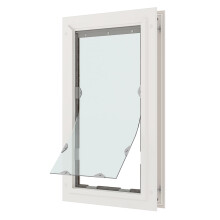 Liberty Pet Door for Doors | Flatta di cane e gatto in vinile trasparente per porte interne ed esterne | Frame di alluminio durevole senza ruggine |