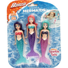 BANZAI 3 Piece Sparkle Mermaid Dive Toys - Glittery Sparkle Tails