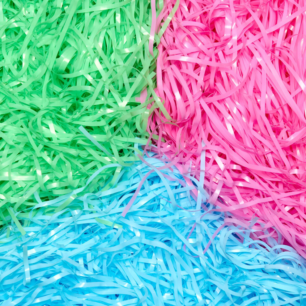 Pack De Varits D'herbe De Pques En Plastique Frillz - Panier De Panier Rp De 12 Oz En Rose Vert Et Bleu - Herbe De Pques Non Toxique Pour C-image