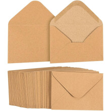 100 pacchetti di carta kraft piccoli buste A1 per carte da 3x5 pollici inviti carte regalo RSVP e articoli di cartoleria (V-FLAP)