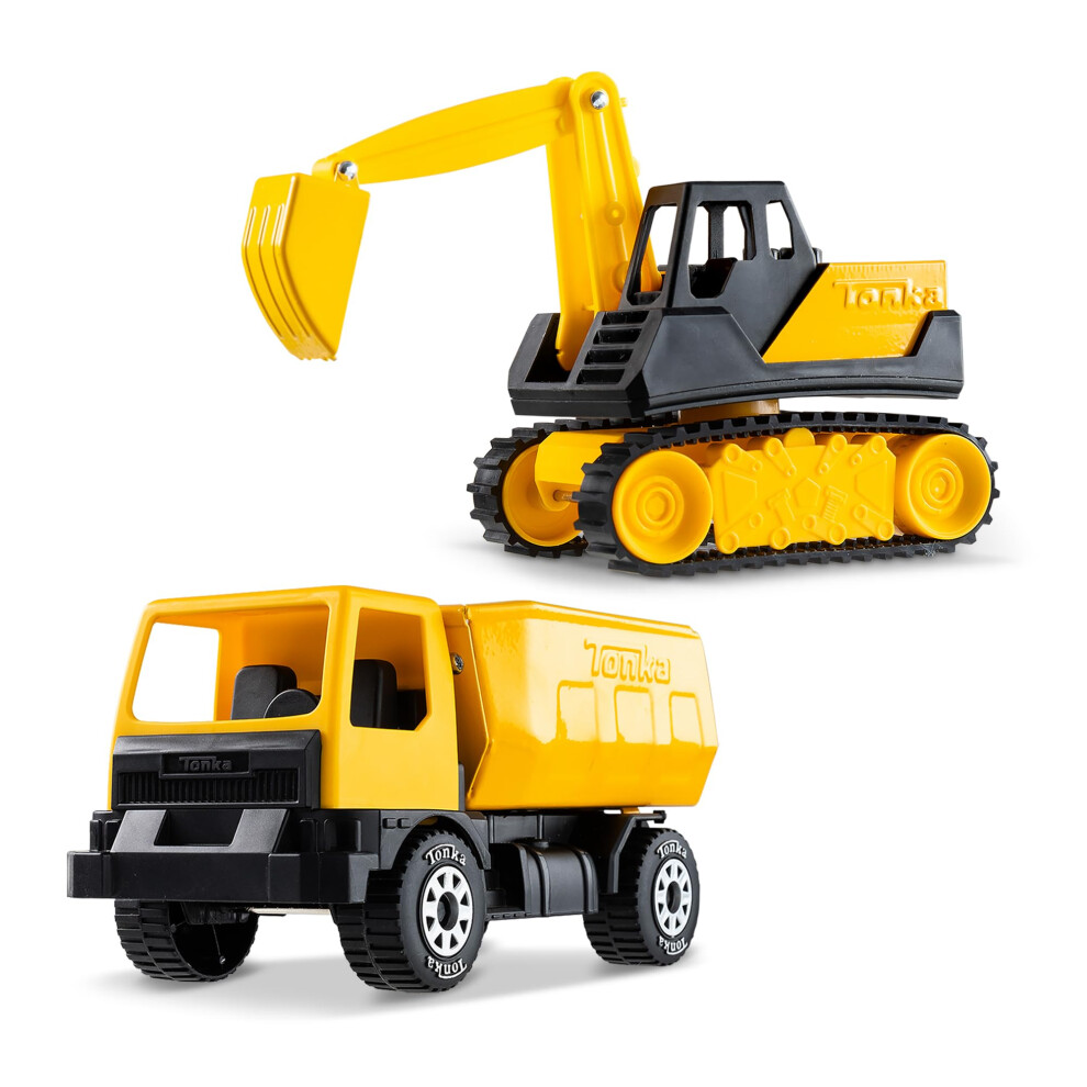 Tonka - Steel Classics Giga Series - Dump Truck & Excavator  2-Pack-image-OPC-PHFJJKW-NEW
