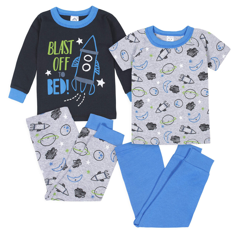 GerberBaby BoysToddler Snug Fit 4-Piece Pajama SetSpace Blue12 Months