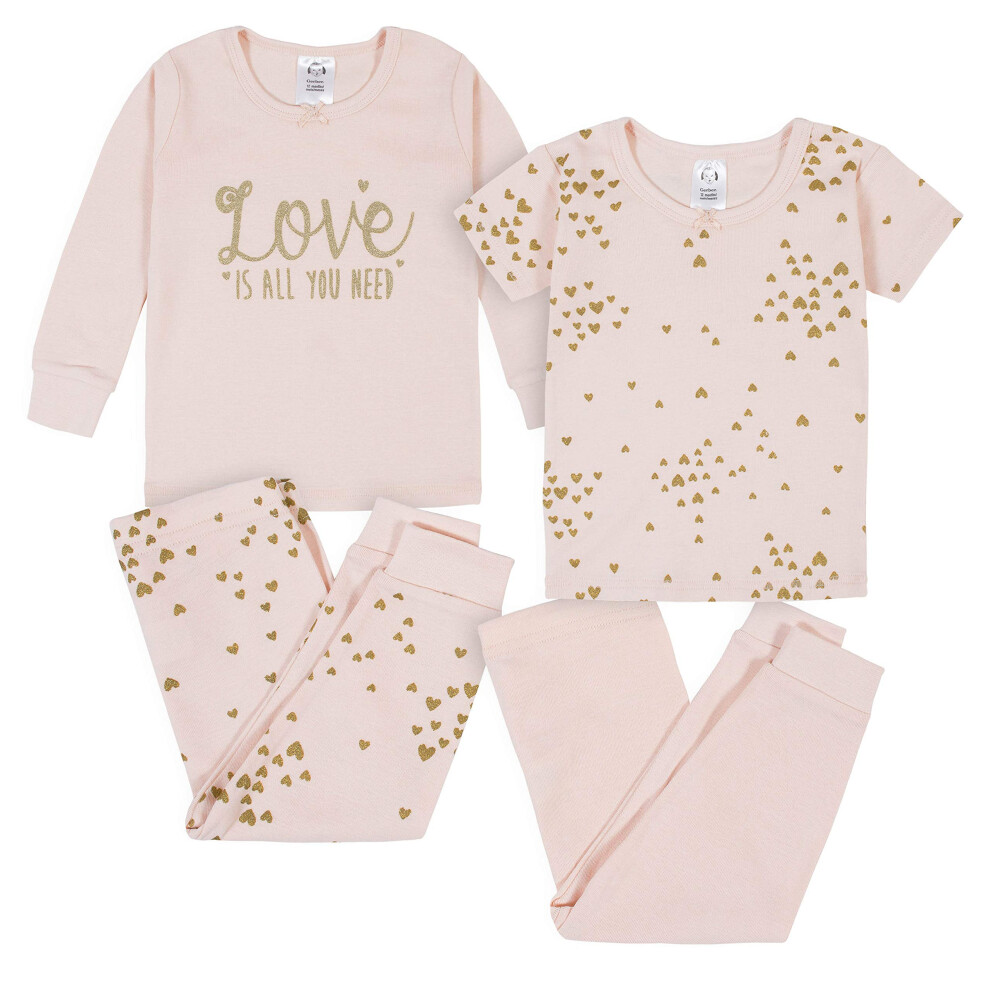 GerberBaby GirlsToddler Snug Fit 4-Piece Pajama SetLove Pink5T