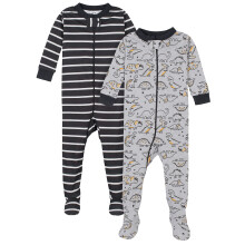 Piajamas da 2 paia da 2 pacchetti di Gerber Grey Dinos Black Stripe Grigio 18 mesi