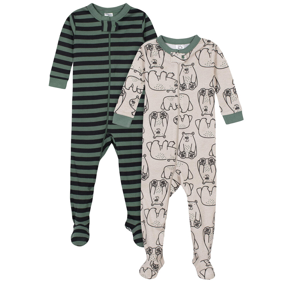 Dwupak Chlopiecej Pizamy Gerber Bear Green Stripes, 24 Miesiace-image