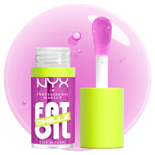 NYX PROFESSIONAL MAKEUP Fat Oil Chillz Nawilzajacy, blyszczacy i weganski przyciemniany blyszczyk do ust - Strawberry Slush (przezroczysty rzowofiol