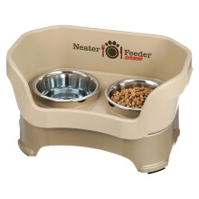 Neater Feeder Deluxe Mess Proof Dog Bowls Elevated Medium Sized Dog Breed - Made in USA - No Spill Raised Dog Food Bowl Stand - Stainless Steel Food a
