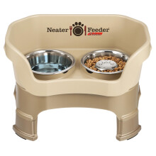 Neater Feeder Deluxe Mess Proof Dog Bowls Elevated for Medium Sized Breeds - Made in USA - No Spill Raised Slow Feeder Elevated Dog Bowl Stand w/Leg E