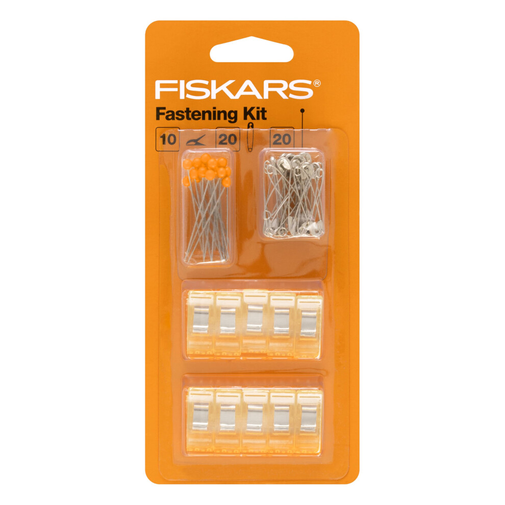 Fiskars Fastening 50 Piece Sewing Kit  Clear/Orange