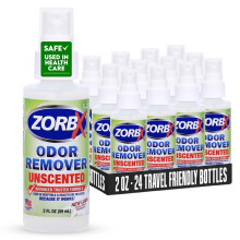 ZORBX Unscented Odor Eliminator for Strong Odor 2 Oz Pack of 24 - Used in Hospitals & Healthcare Facilities - Advanced Trusted Formula Fast-Act