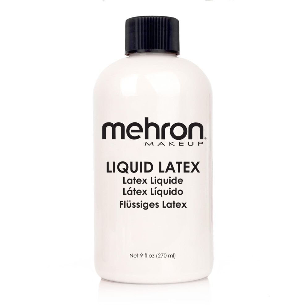 Mehron Makeup Liquid Latex | Sfx Makeup | Halloween | Latex Glue For Skin | Prosthetic Glue 9 Fl Oz (266 Ml) (Clear Flesh)