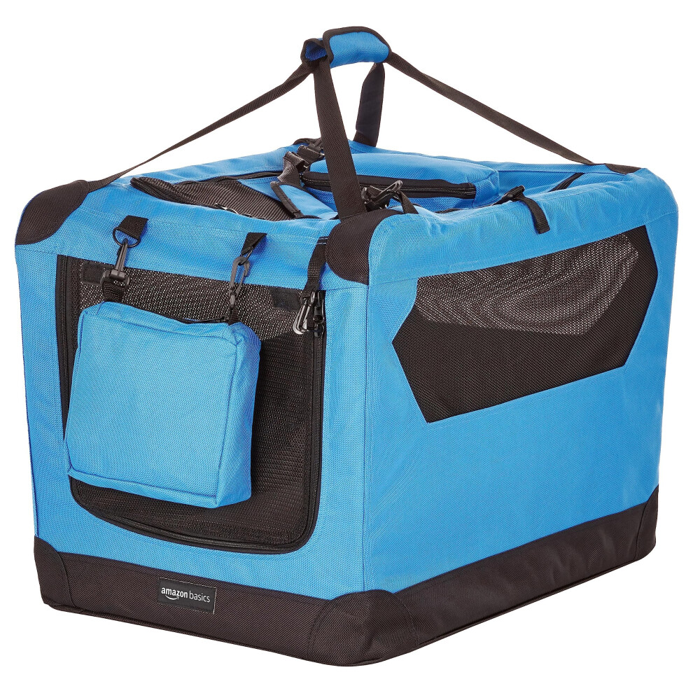 Amazon Basics Folding Portable Soft Pet Dog Crate Carrier Kennel  26 x 18 x 18 inches  Blue