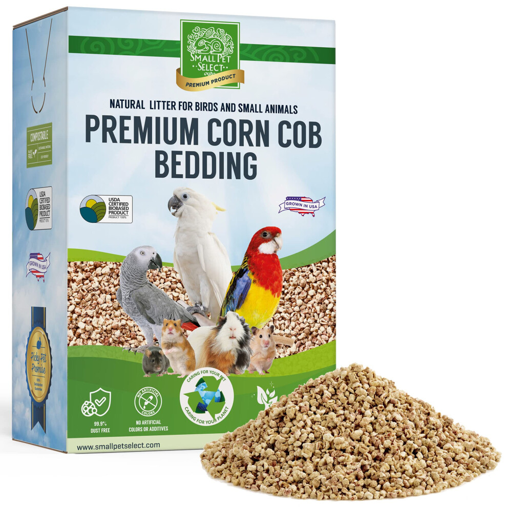 Small Pet Select 100% Natural Corn Cob Bedding for Pets Small Animal & Bird Cage Litter Safe for Hamsters Guinea Pigs & More -12lb