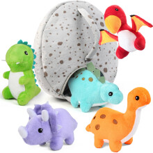 BenBen Dinossauros de Pelúcia, 5 Mini Dinossauros e Conjunto de Brinquedos em Forma de Ovo, Brinquedos para Crianças