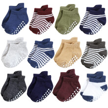 Hudson baby unisex baby non-skid no-show calzini blu bordeaux 6-12 mesi