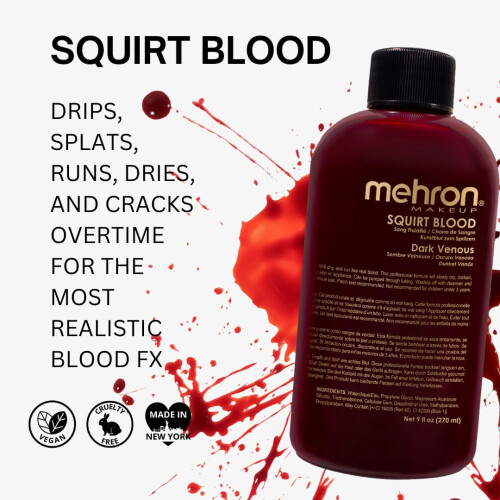 Mehron Makeup Squirt Blood | Ρεαλιστικό Ψεύτικο Αίμα Για Halloween | Washable | Ειδικά Εφέ 1