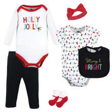 Hudson Baby tyttvauvat Hudsonin unisex-puuvillaneulesetti Merry Bright 9-12 Months ja taapero T-paitasetti Merry Bright Months USA