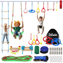 Dollate Ninja Warrior forhindringsbane for b?rn - 55FT udend?rs forhindringsbane 13 tilbeh?r Gynger Monkey Bars Arm Trainers - Velegnet til dreng