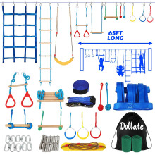 Dollate Ninja Warrior forhindringsbane for b?rn - 65FT udend?rs forhindringsbane 14 tilbeh?r Gynger Monkey Bars Arm Trainers - Velegnet til dreng